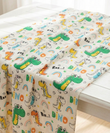 Dino Karakterli Dijital Baskılı Süprem Kumaş