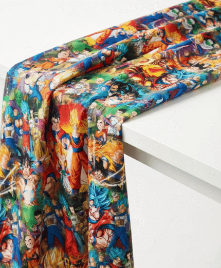 Dragon Ball Karakterli Dijital Baskılı Süprem Kumaş Tasarımı