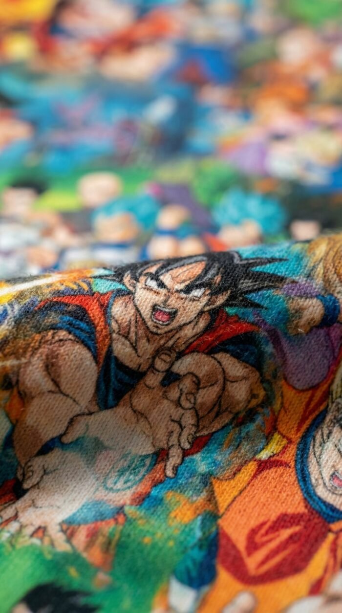 Dragon Ball Kumaş %83 Pamuklu İpeksi Doku Yakın Çekim
