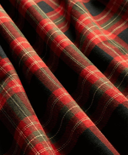 Ekose Kumaş %83 Pamuklu İpeksi Süprem Dokusu Yakın Çekim