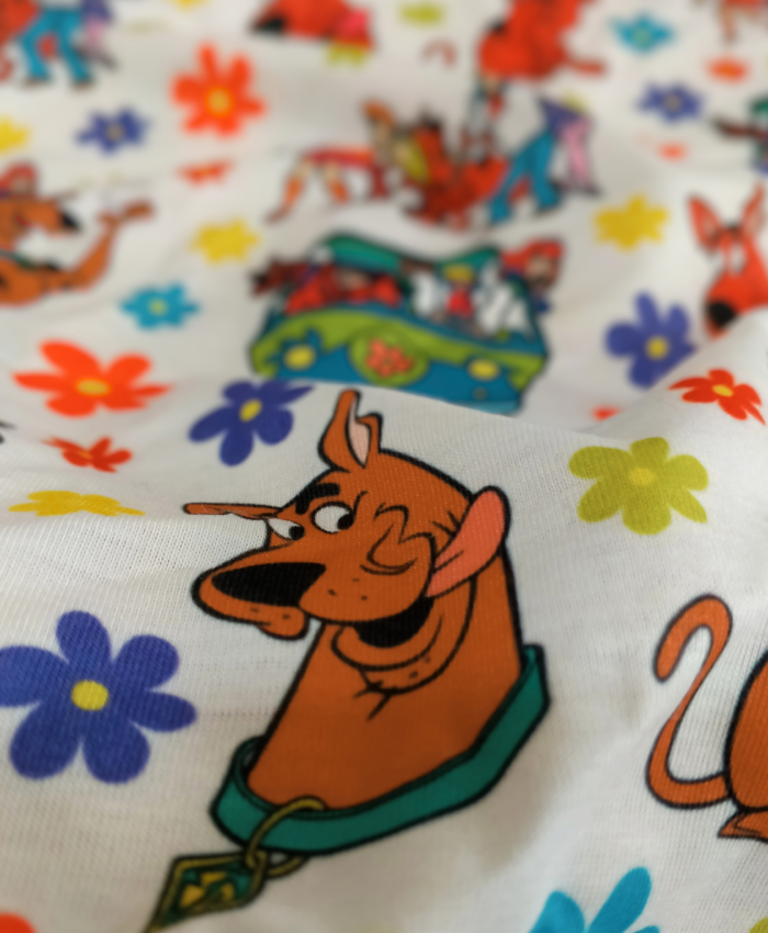 Scooby-Doo ve Arkadaşları Karakterli Dijital Baskılı Süprem Kumaş - Görsel 2