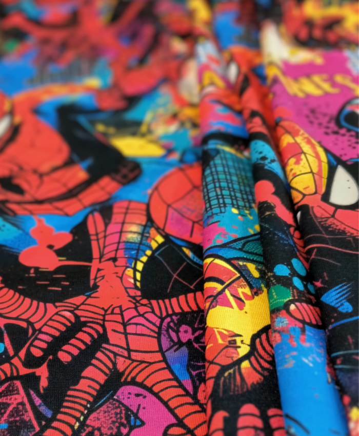 Spider-Man Graffiti Style Karakterli Dijital Baskılı Süprem Kumaş - Görsel 2