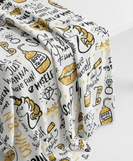 Unicorn ve Girls Fun Karakterli Dijital Baskılı Süprem Kumaş