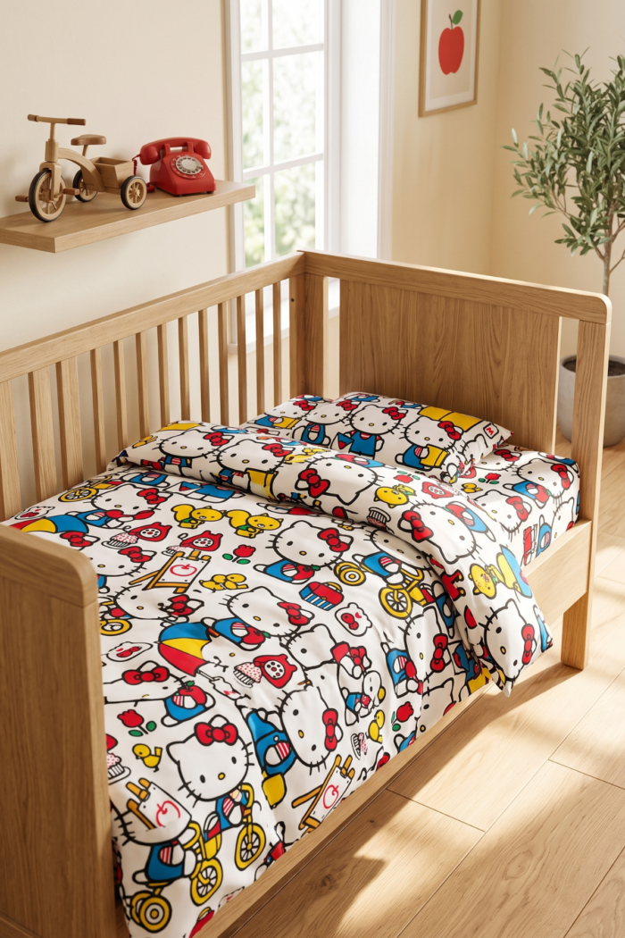 Hello Kitty Temalı Karakterli Dijital Baskılı Süprem Kumaş - Görsel 3