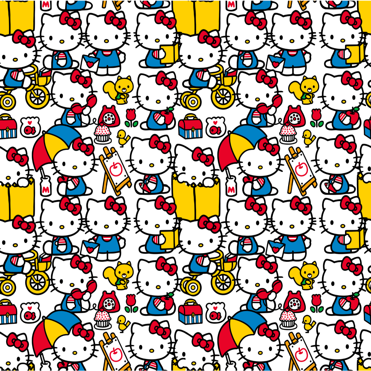 hello-kitty-temali-kumas Hello Kitty Temalı Karakterli Dijital Baskılı Süprem Kumaş - Görsel 1